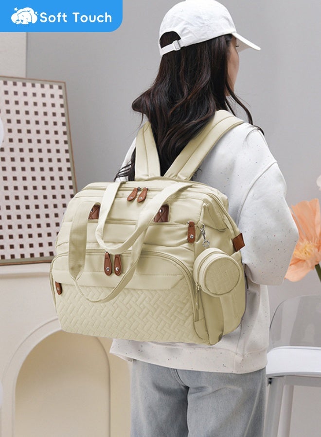 Soft Touch Large Baby Diaper Bag, Waterproof Diaper Bag Tote with Pacifier Case, Diaper Bag Backpack,Mommy Bags, Nappy Bag, Travel Diaper Tote with Changing Pad (Beige) - Image 3